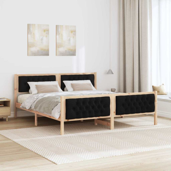 Estructura de cama Negro 160 x 200 cm Madera de pino macizo M 4