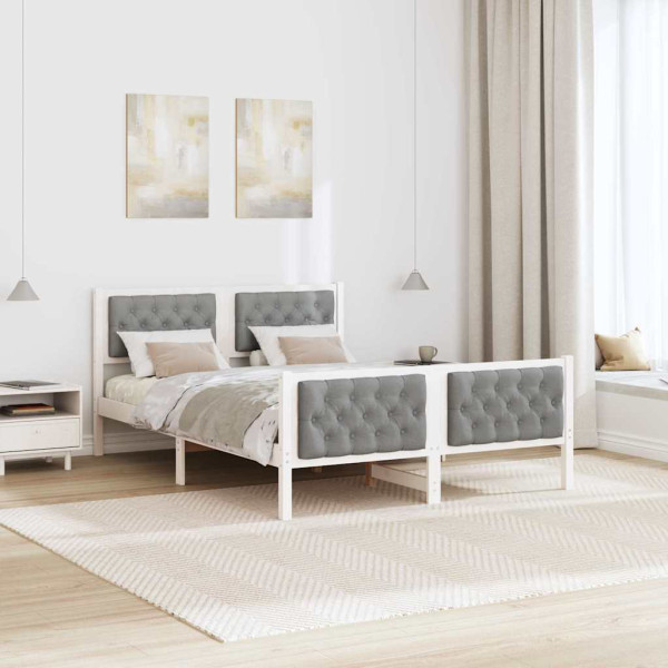 Estructura de cama con cabecera Gris Claro 140 x 190 cm M 4