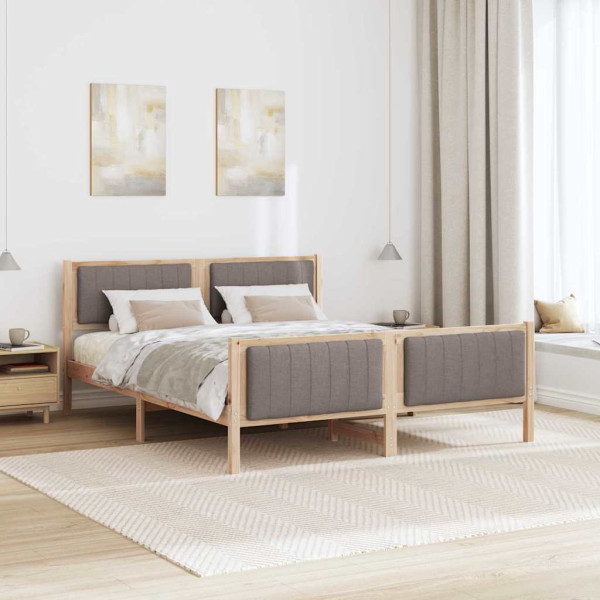 Estructura de cama con cabecera Marrón y taupe 160 x 200 cm M 4