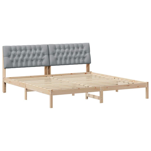 Estructura de Cama con Cabecera Tapizada Marrón 200 x 200 cm M 2