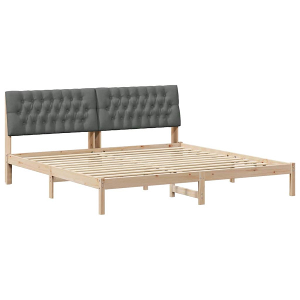 Estructura de Cama con Cabecera Tapizada Marrón 200 x 200 cm M 2
