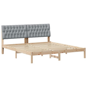 Estructura de Cama con Cabecera Tapizada Marrón 180 x 200 cm H