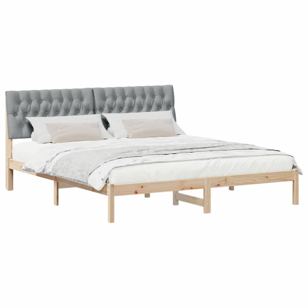 Estructura de Cama con Cabecera Tapizada Marrón 180 x 200 cm M 3