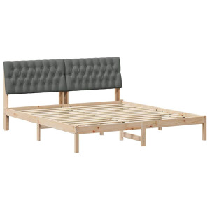 Estructura de Cama con Cabecera Tapizada Marrón 180 x 200 cm H