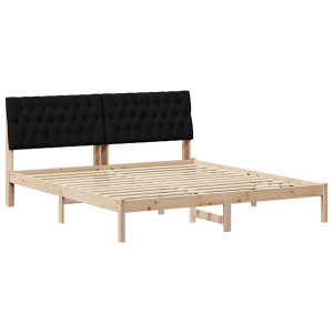 Estructura de Cama con Cabecera Tapizada Marrón 180 x 200 cm H