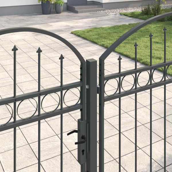 Puerta de valla jardín con parte superior arqueada Gris M 3