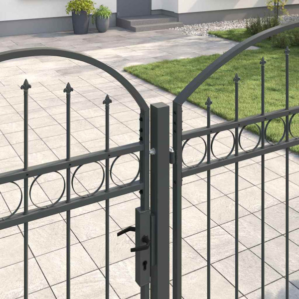 Puerta de valla jardín con parte superior arqueada Gris M 3