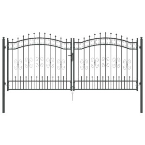 Puerta de Cerca con Punta de Lanza Gris 305 x 125 cm Acero H