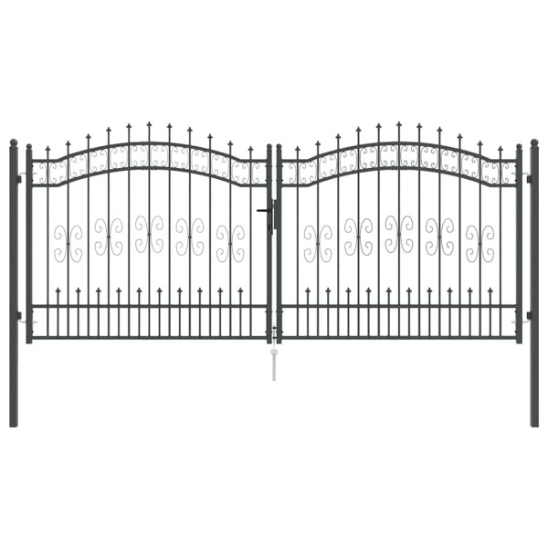 Puerta de Cerca con Punta de Lanza Gris 305 x 125 cm Acero M 2