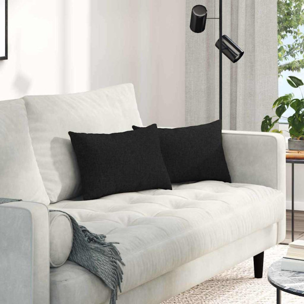 Cojines de sofá 2 pcs Negro 50 x 30 cm tela D