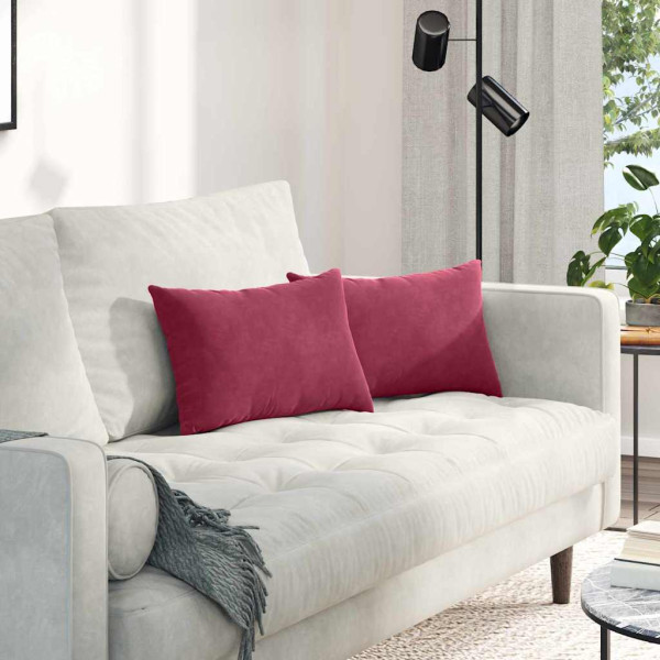 Cojines de sofá 2 pcs Rojo vino tinto 50 x 30 cm Tela de pana D