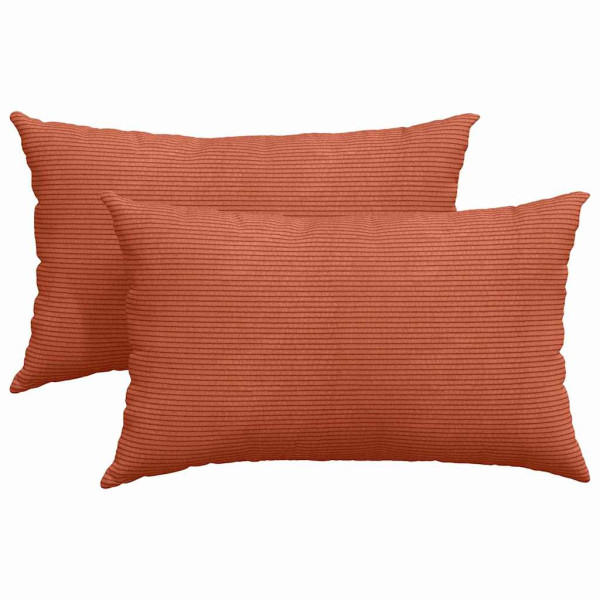 Cojines de sofá 2 pcs Rojo Naranja 50 x 30 cm Tela de pana M 2