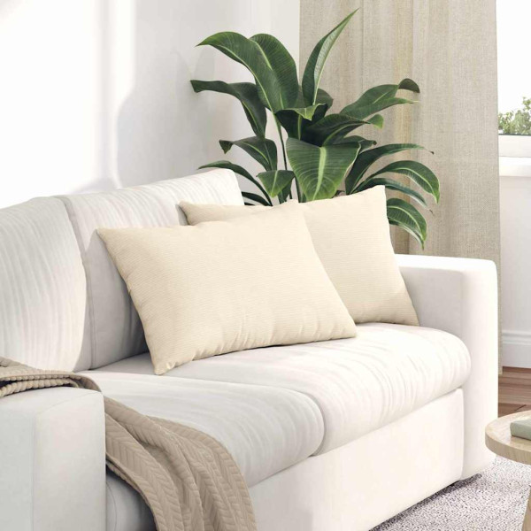 Cojines de sofá 2 pcs Crema 60 x 40 cm Tela de pana D