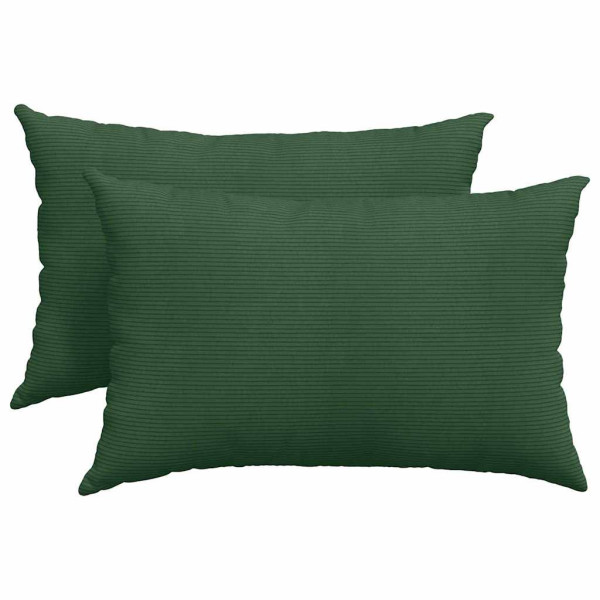 Cojines de sofá 2 pcs Verde oscuro 60 x 40 cm Tela de pana M 2