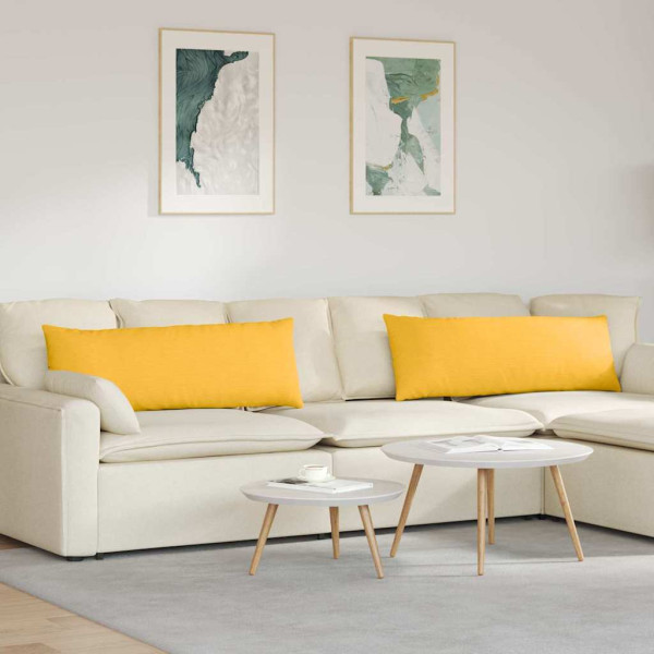 Cojines de sofá 2 pcs Amarillo Claro 120 x 40 cm Tela de pana D