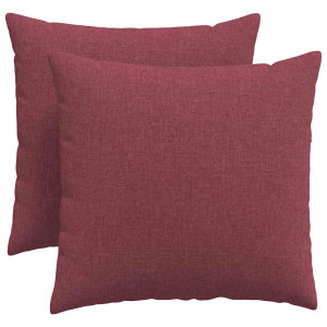 Cojines de sofá 2 pcs Rojo vino 50 x 50 cm tela H