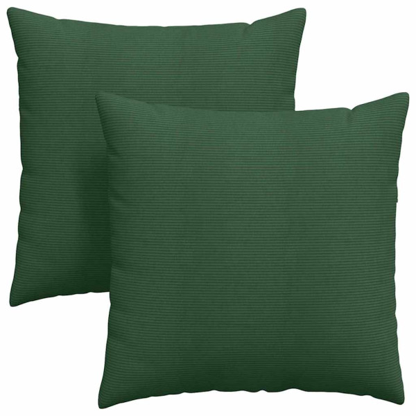 Cojines de sofá 2 pcs Verde oscuro 60 x 60 cm Tela de pana M 2