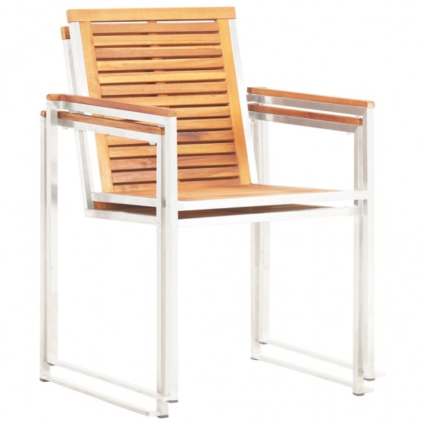Sillas de jardín 2 uds madera maciza acacia y acero inoxidable D