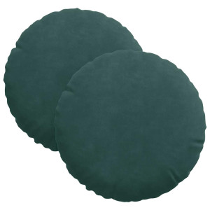 Cojines para asiento 2 pcs Verde oscuro Ø 40 x 13 cm Terciopelo H