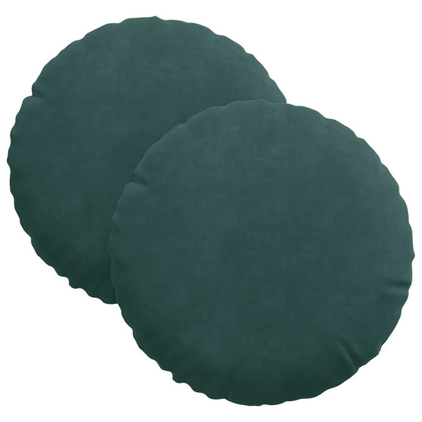 Cojines para asiento 2 pcs Verde oscuro Ø 40 x 13 cm Terciopelo M 2