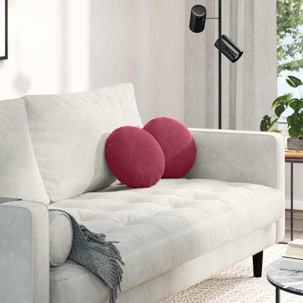 Cojines para asiento 2 pcs Rojo vino Ø 40 x 13 cm Terciopelo D