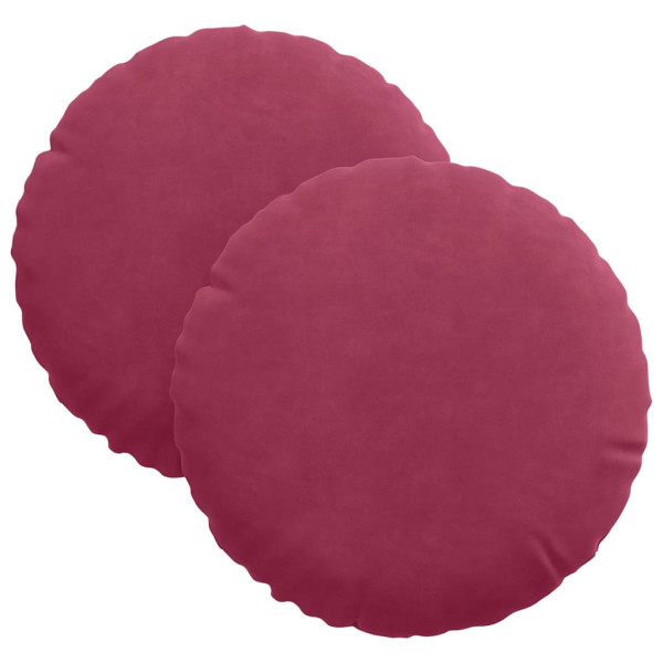Cojines para asiento 2 pcs Rojo vino Ø 40 x 13 cm Terciopelo M 2