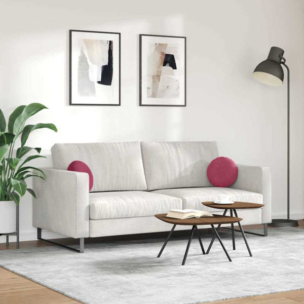 Cojines para asiento 2 pcs Rojo vino Ø 40 x 13 cm Terciopelo M 4