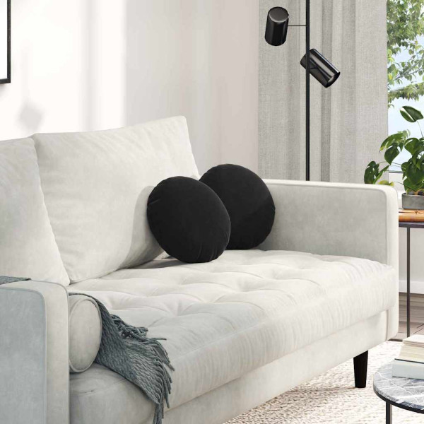 Cojines para asiento 2 pcs Negro Ø 40 x 13 cm Terciopelo D