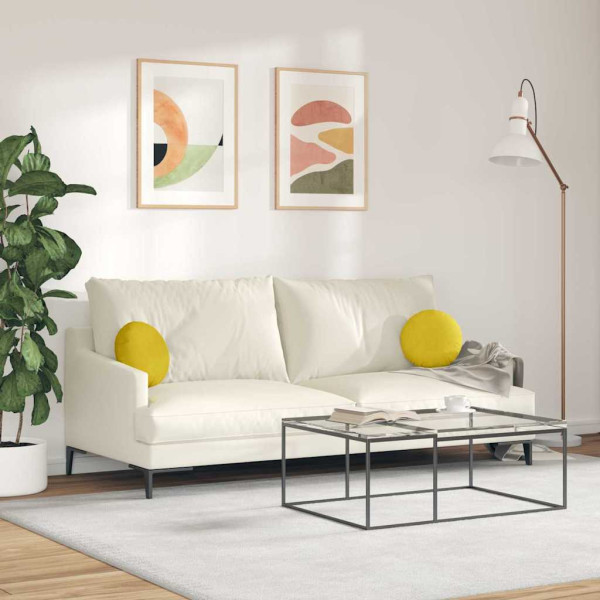 Cojines para asiento 2 pcs Amarillo Ø 40 x 13 cm Terciopelo M 4