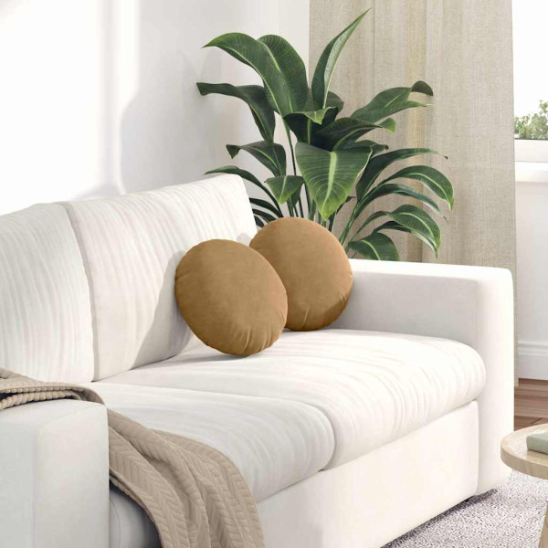 Cojines para asiento 2 pcs Marrón Ø 40 x 13 cm Terciopelo D