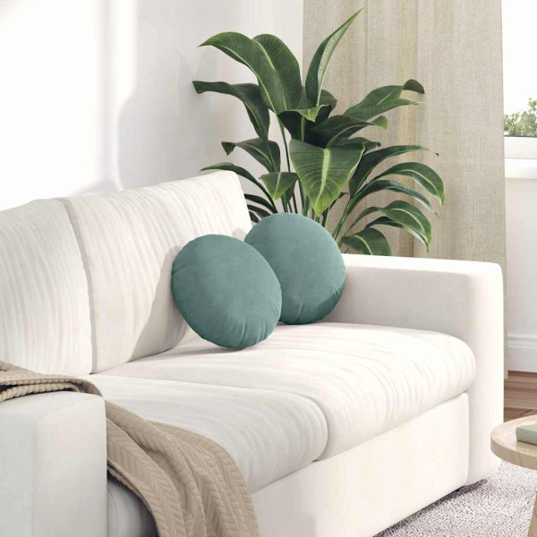 Cojines para asiento 2 pcs Verde Mar Ø 40 x 13 cm Terciopelo D