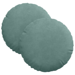 Cojines para asiento 2 pcs Verde Mar Ø 40 x 13 cm Terciopelo H