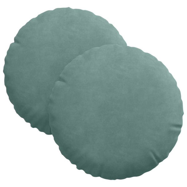 Cojines para asiento 2 pcs Verde Mar Ø 40 x 13 cm Terciopelo M 2