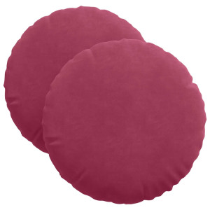 Cojines para asiento 2 pcs Rojo vino Ø 40 x 13 cm Terciopelo H