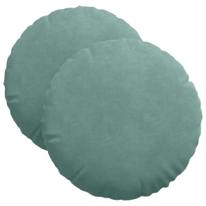 Cojines para asiento 2 pcs Verde Mar Ø 40 x 13 cm Terciopelo H