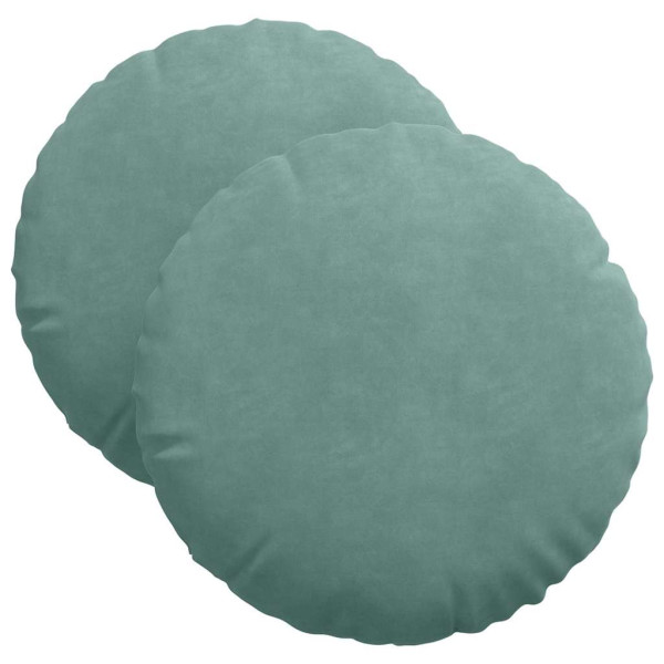 Cojines para asiento 2 pcs Verde Mar Ø 40 x 13 cm Terciopelo M 2