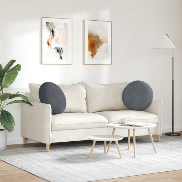 Cojines para asiento 2 pcs Gris oscuro Ø 40 x 13 cm Terciopelo M 4