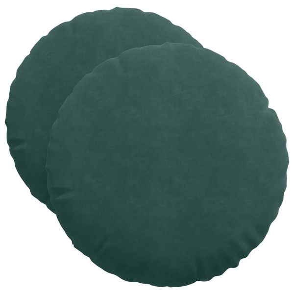 Cojines para asiento 2 pcs Verde oscuro Ø 40 x 13 cm Terciopelo M 2