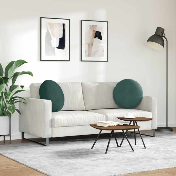 Cojines para asiento 2 pcs Verde oscuro Ø 40 x 13 cm Terciopelo M 4