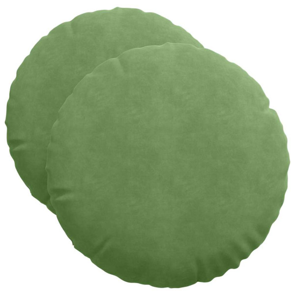 Cojines para asiento 2 pcs Verde claro Ø 40 x 13 cm Terciopelo M 2