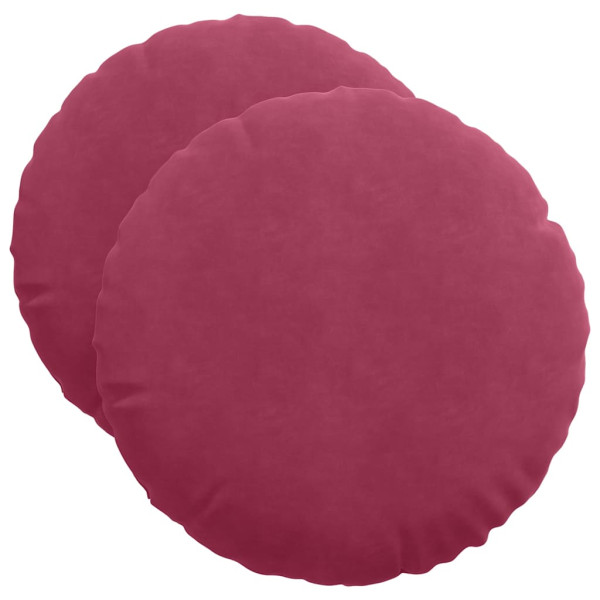 Cojines para asiento 2 pcs Rojo vino Ø 40 x 13 cm Terciopelo M 2