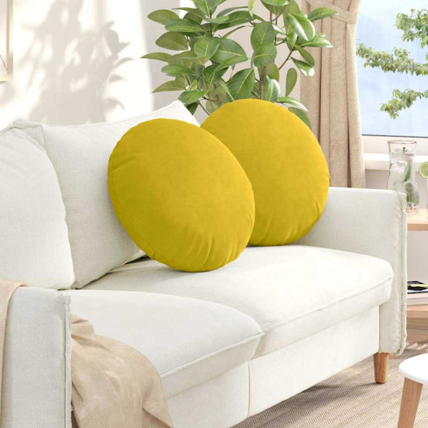 Cojines para asiento 2 pcs Amarillo Ø 40 x 13 cm Terciopelo D