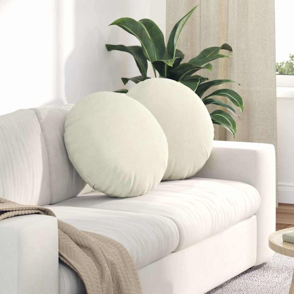 Cojines para asiento 2 pcs Crema Ø 40 x 13 cm Terciopelo D