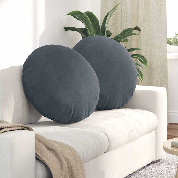 Cojines para asiento 2 pcs Gris oscuro Ø 40 x 13 cm Terciopelo D