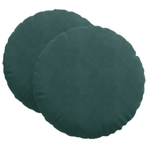 Cojines para asiento 2 pcs Verde oscuro Ø 40 x 13 cm Terciopelo H