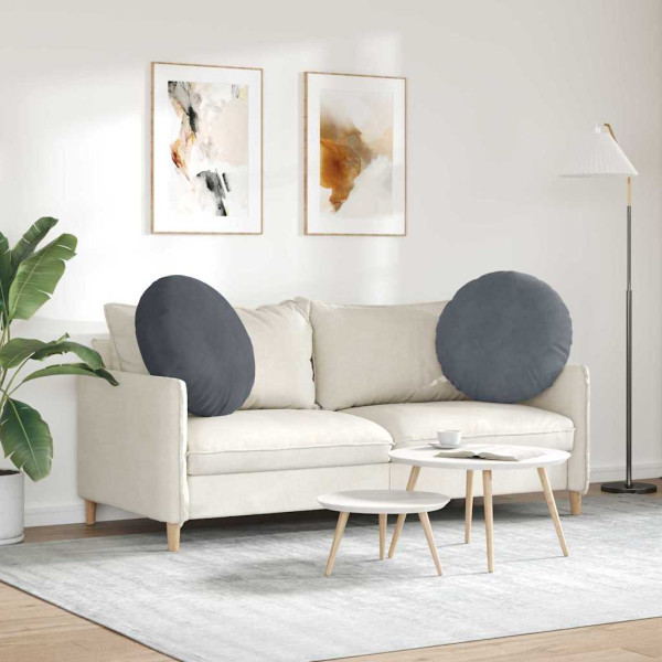 Cojines para asiento 2 pcs Gris oscuro Ø 40 x 13 cm Terciopelo M 4