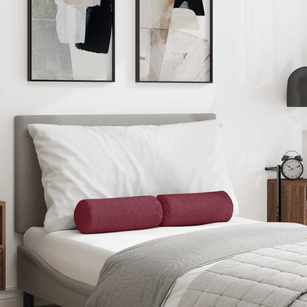 Cojines Bolster 2 pcs Rojo vino Ø 15 x 40 cm tela D