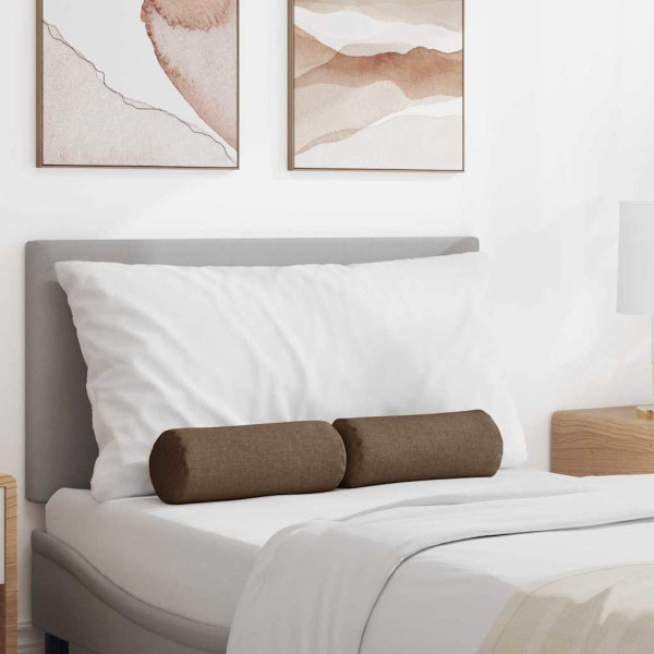 Cojines Bolster 2 pcs Marrón Ø 15 x 40 cm tela D