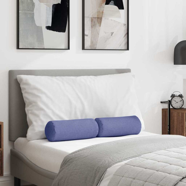 Cojines Bolster 2 pcs Azul jeans Ø 15 x 40 cm tela D