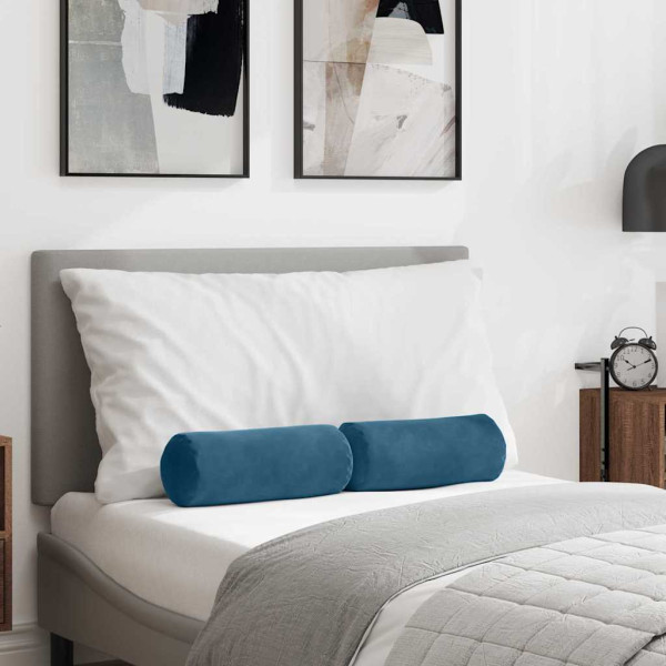 Cojines Bolster 2 pcs Azul Ø 15 x 40 cm Tela de pana D